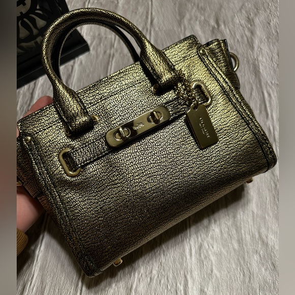 COACH Mini Swagger Gold Metallic Crossbody - Picture 11 of 15